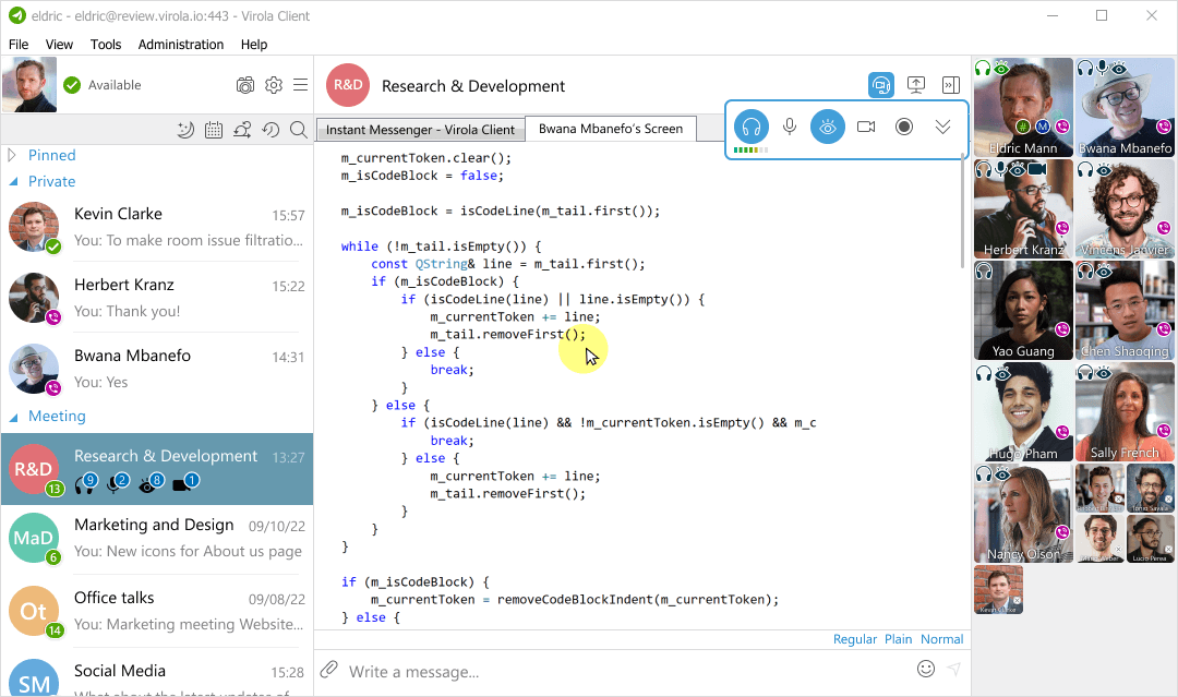 Remote control in Virola Corporate Messenger