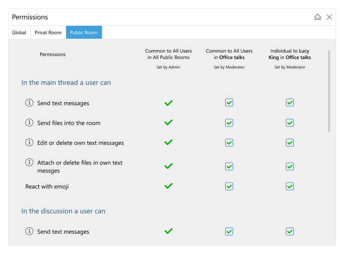 Screenshot of the user permissions settings form