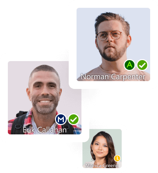 Examples of users' avatars with different role labels