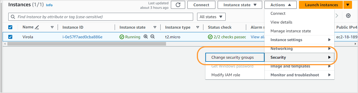 Screenshot of AWS security rules settings