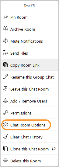 Chat room options