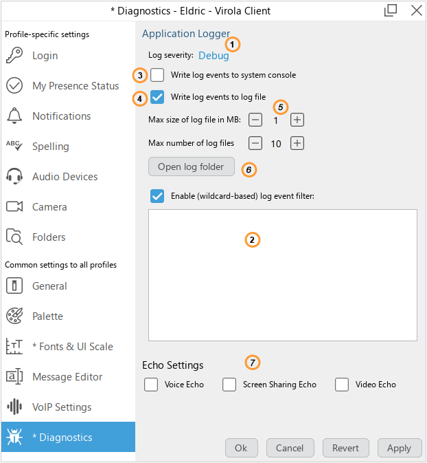 Diagnostics tab