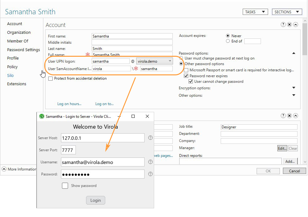 LDAP and AD:How to get UPN to log into Virola client