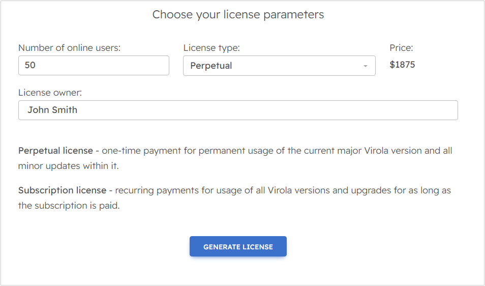 Select your license