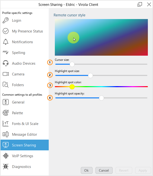 Screen sharing configuration