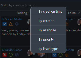 Sorting option in Virola task board