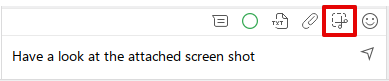 Screenshot of the message input toolbar with snipping tool icon